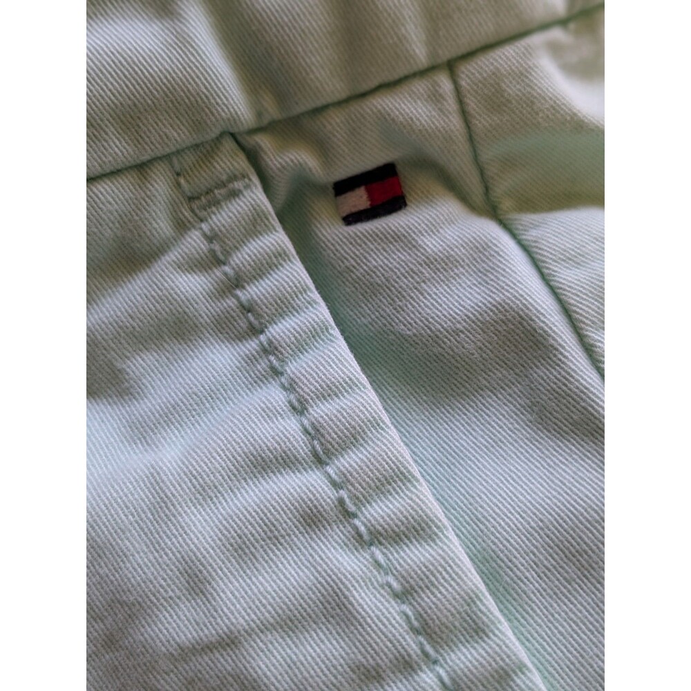 Tommy Hilfiger Womens Mint Green Cotton Shorts Size 4 Y2K Preppy Flag Mid Rise - Picture 4 of 7